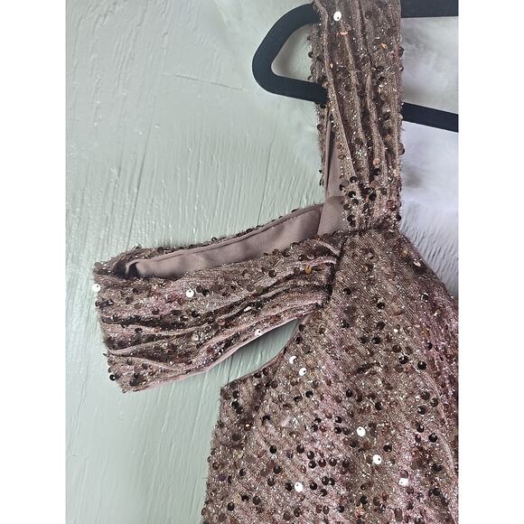 Sequined Gown Plus 2X Pink Prom Dress Holiday Christmas Formal Cocktail Chic - Picture 5 of 8